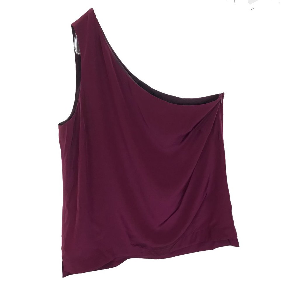 NWT Womens Size 12 Tibi Purple Pure Silk One Shoulder Tank Top
